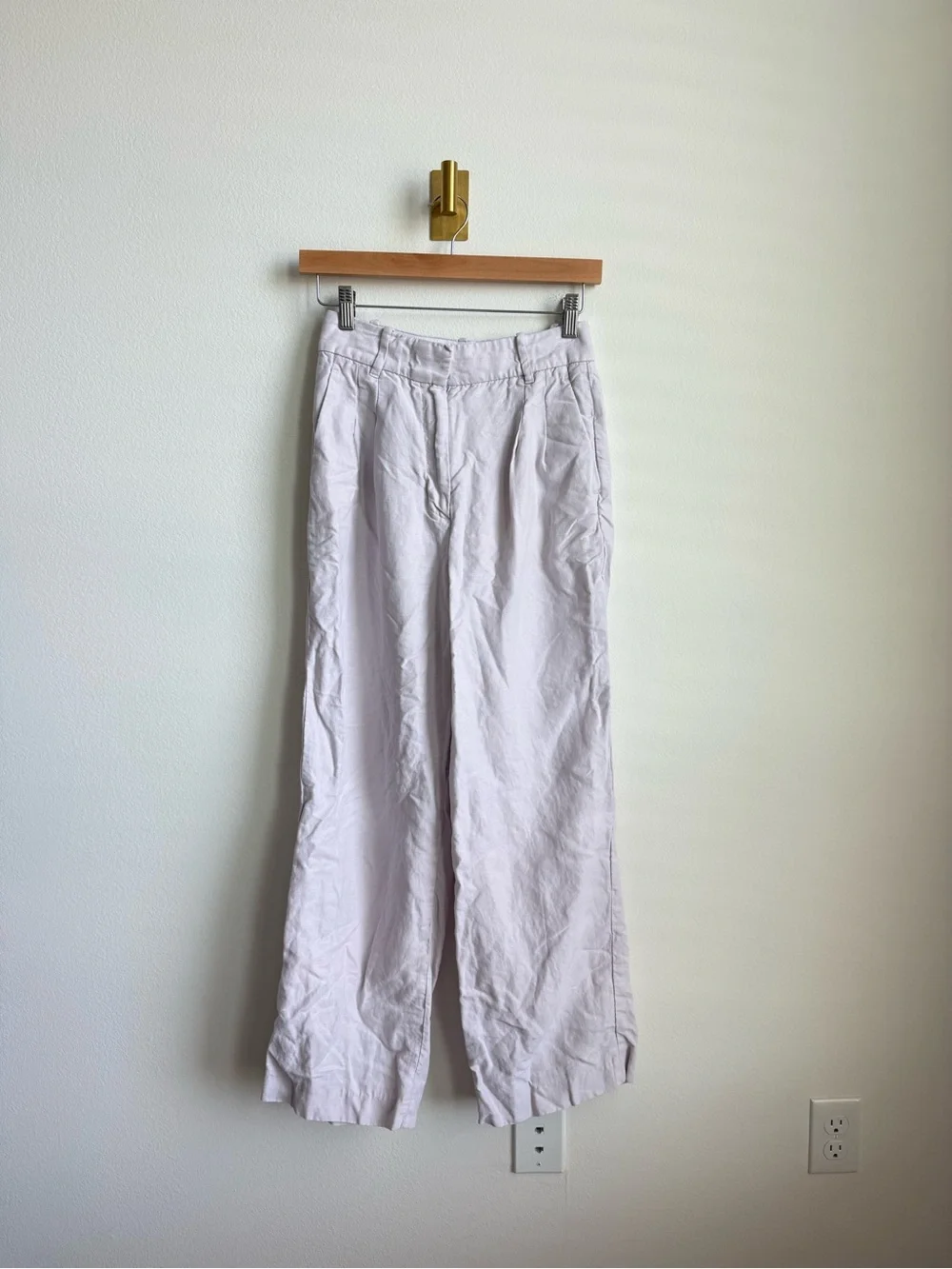 Aritzia Wilfred The Effortless Pant London Grey Linen Lyocell Wide Leg Size 4